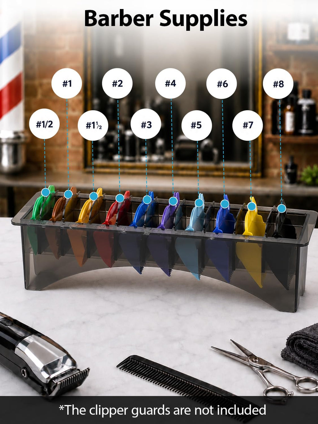 Clipper Guard Holder, 10 Grid Base Guard Holder | Clipper Guard Organizer, Barber Guards for Hair Clippers Organizer, Guide Comb Storage Case Box for Barbershop Use