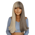 VIP Extensions Ash Blonde Straight Synthetic Fashion Wig with Bangs