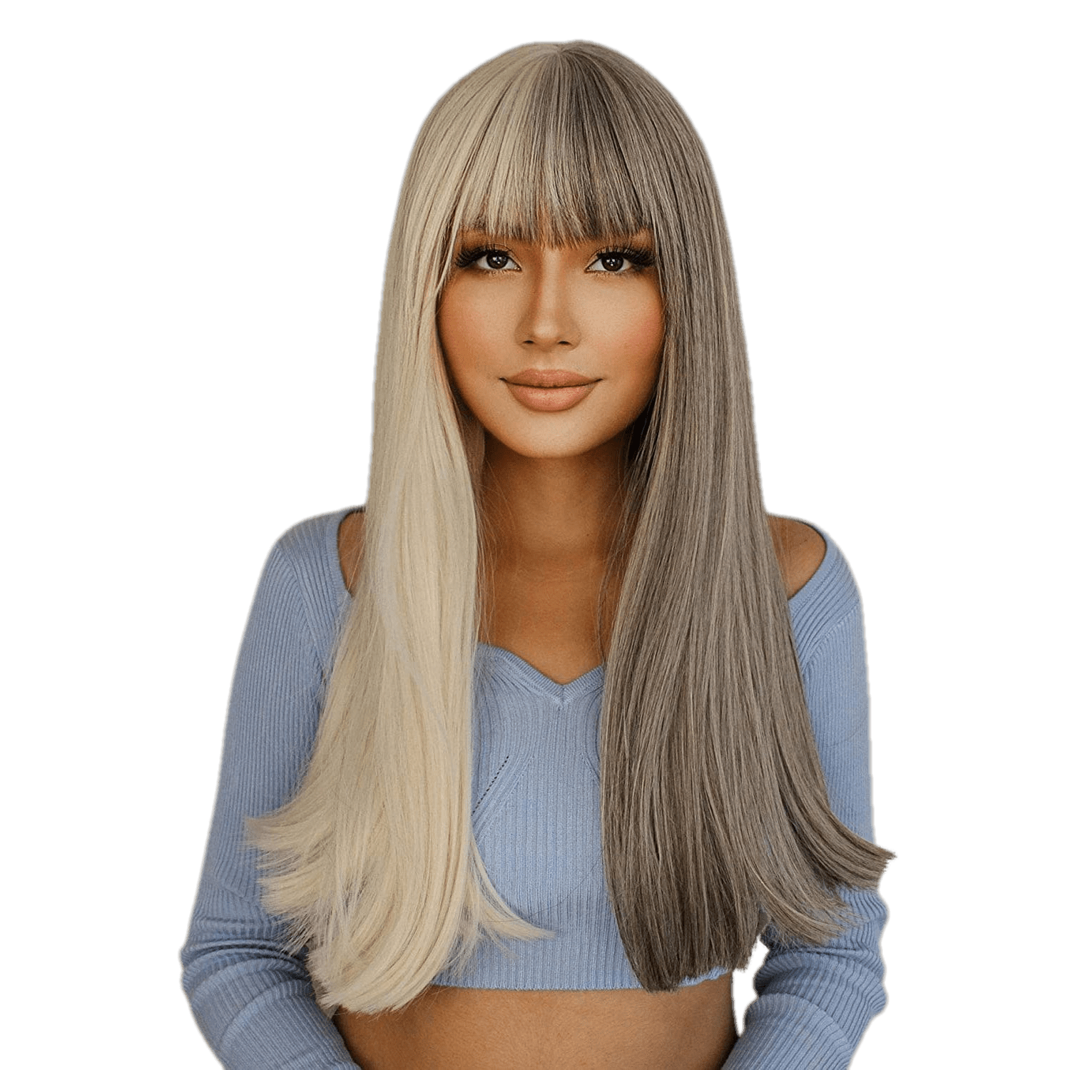 VIP Extensions Ash Blonde Straight Synthetic Fashion Wig with Bangs