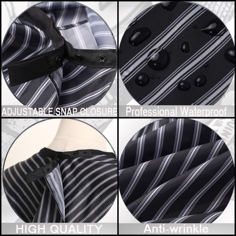 Professional Hair Cutting Cape with Neck Duster Brush, Salon Barber Cape, Hairdressing Accessories Black Stripe