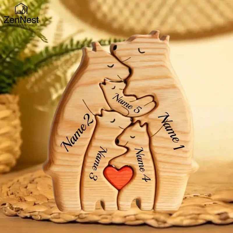Personalized Wooden Bear Family Decor Gift