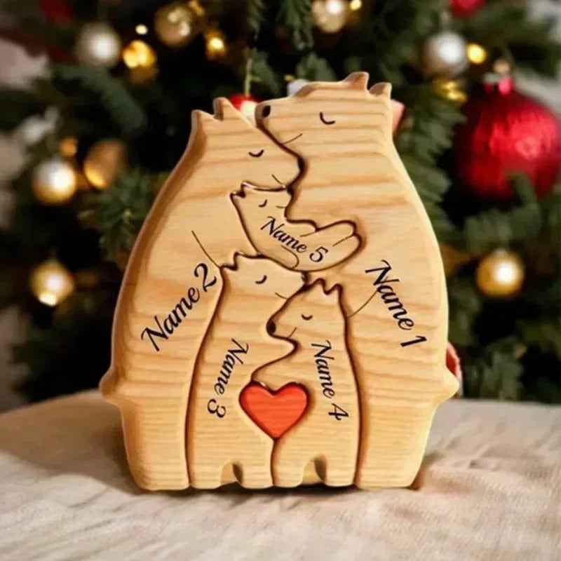 Personalized Wooden Bear Family Decor Gift