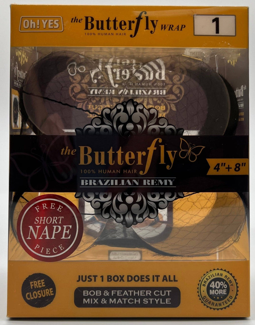 Oh! Yes 100% Human Hair - The Butterfly Wrap 4"/8" + Free Closure
