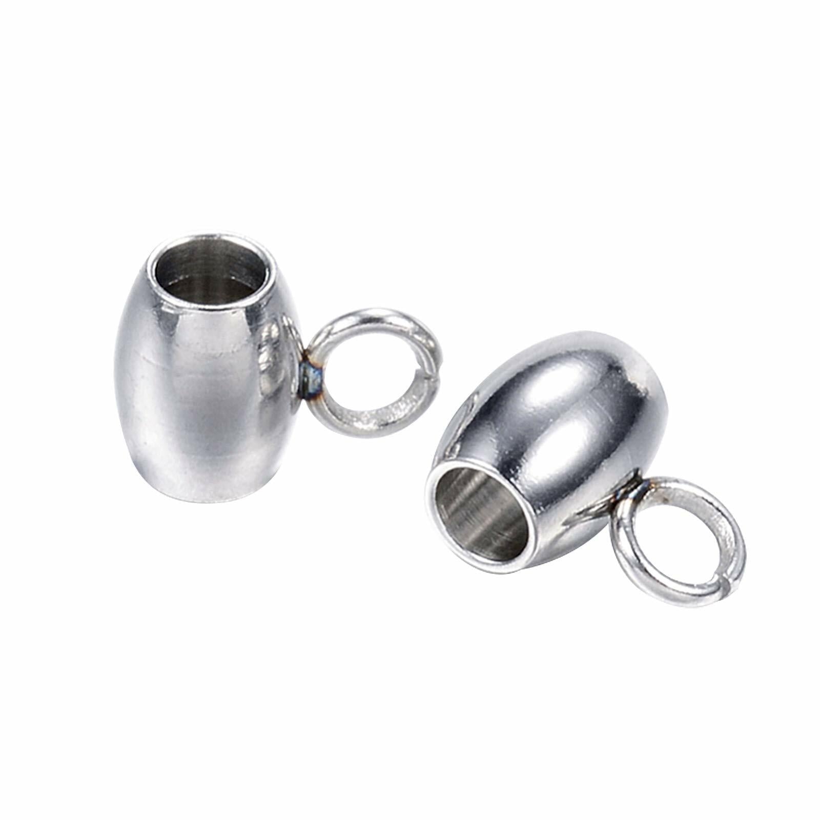 DanLingJewelry 100Pcs Stainless Steel Oval Bail Beads Silver 7x5x4mm Hole 2mm