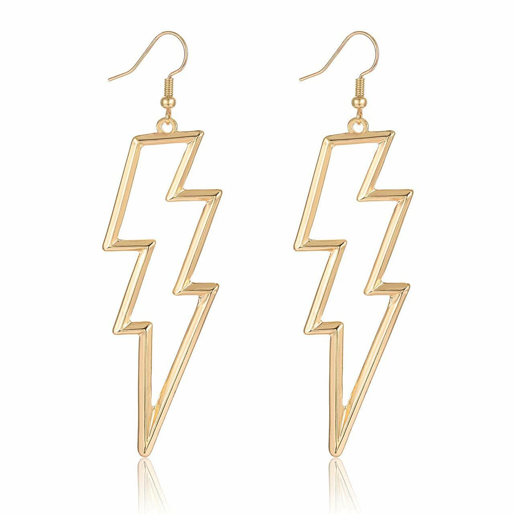 Lightning Bolt Drop Dangle Earrings for Woman Gold Fashion Statement Jewelry