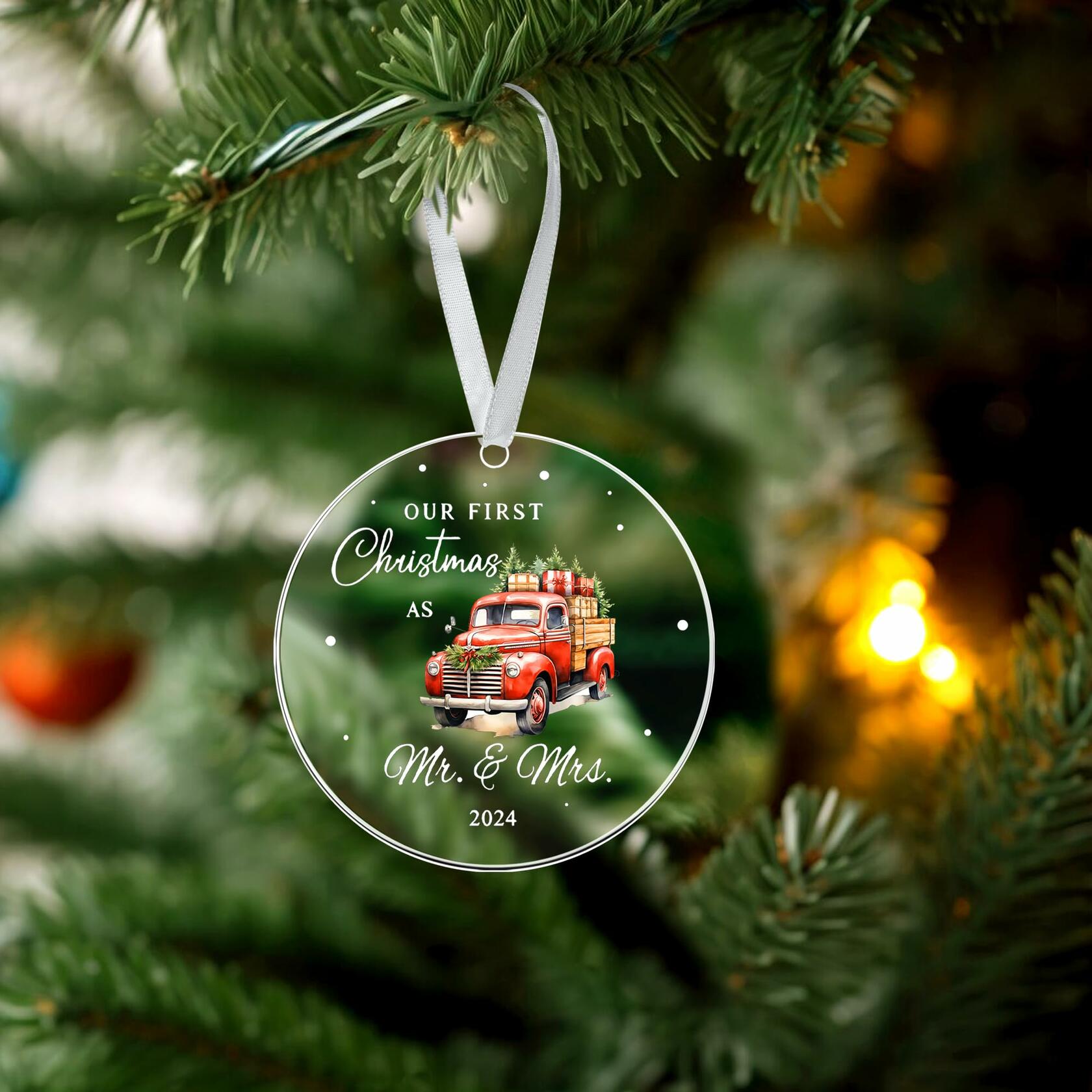 Mr & Mrs Gifts First Married Christmas Ornament 2024 Wedding Gift