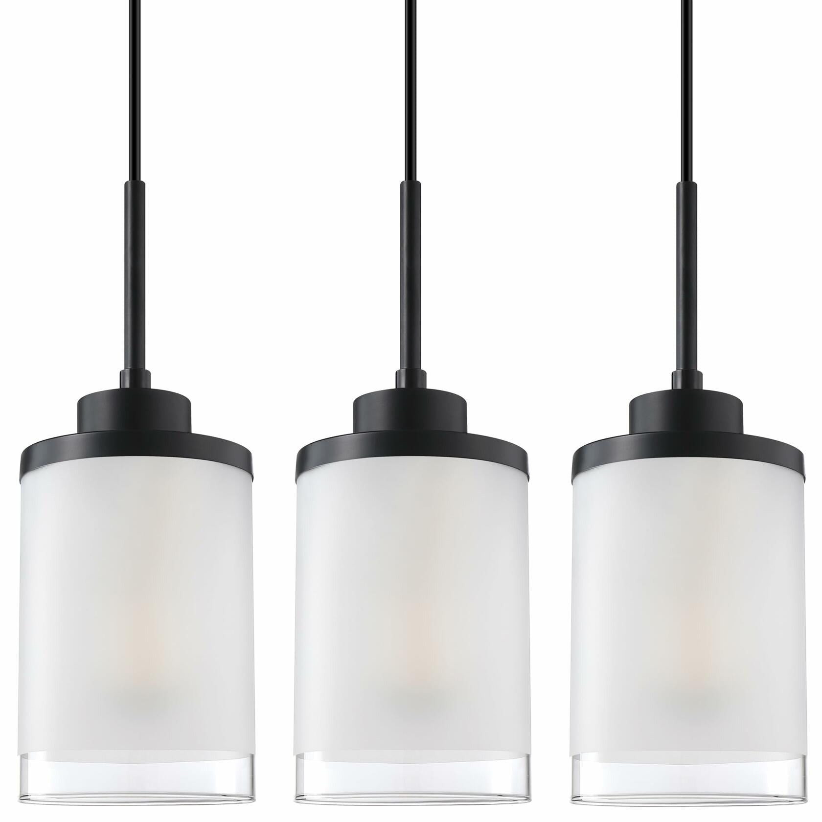 Doraimy 3-Pack 3.9" Grey Glass Pendant Lights Black Finish Modern Farmhouse