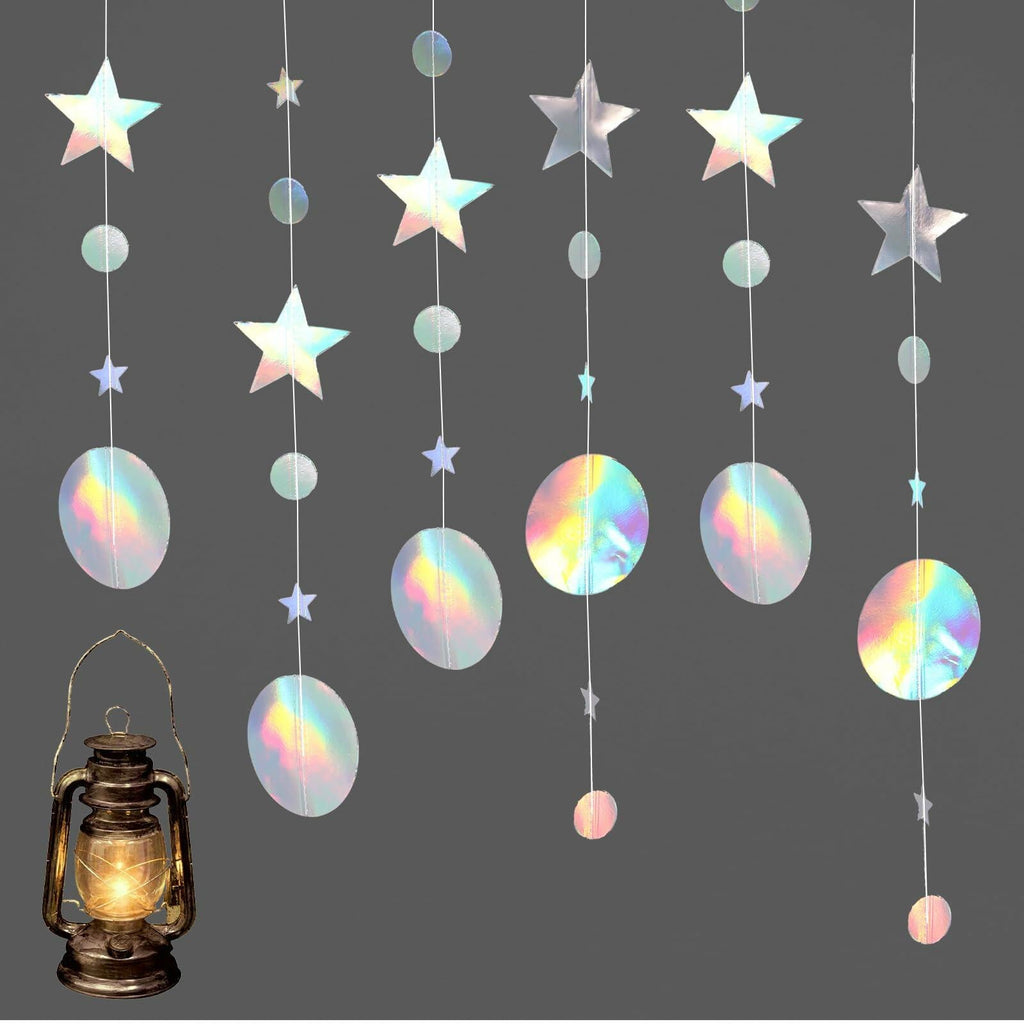 Giantree 65Ft Iridescent Star Circle Dot Garland 5Pcs Wedding Party Decor