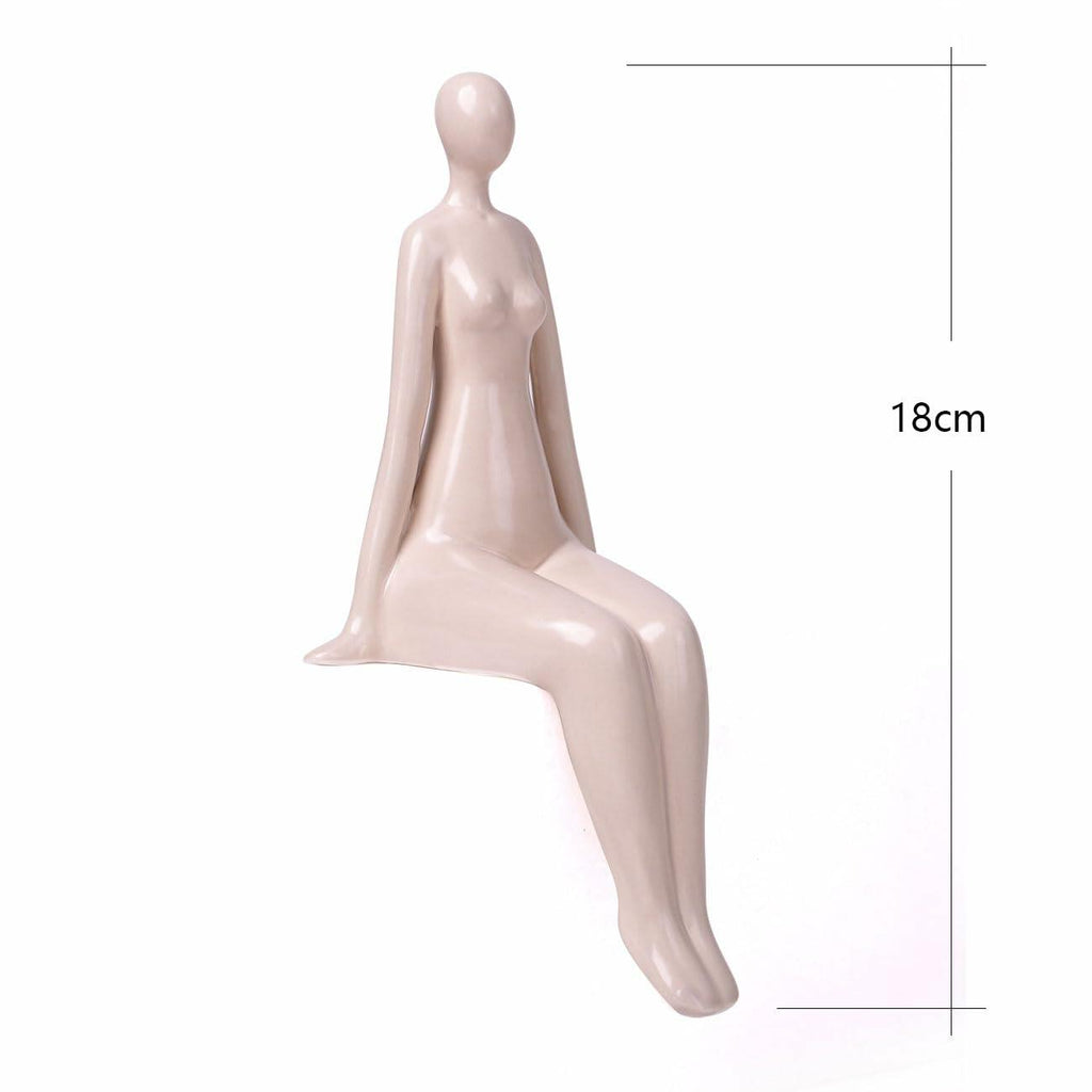 NENBOLEC Woman Statue Figurine White Ceramic 7.1 inch Modern Decor Yoga Gift