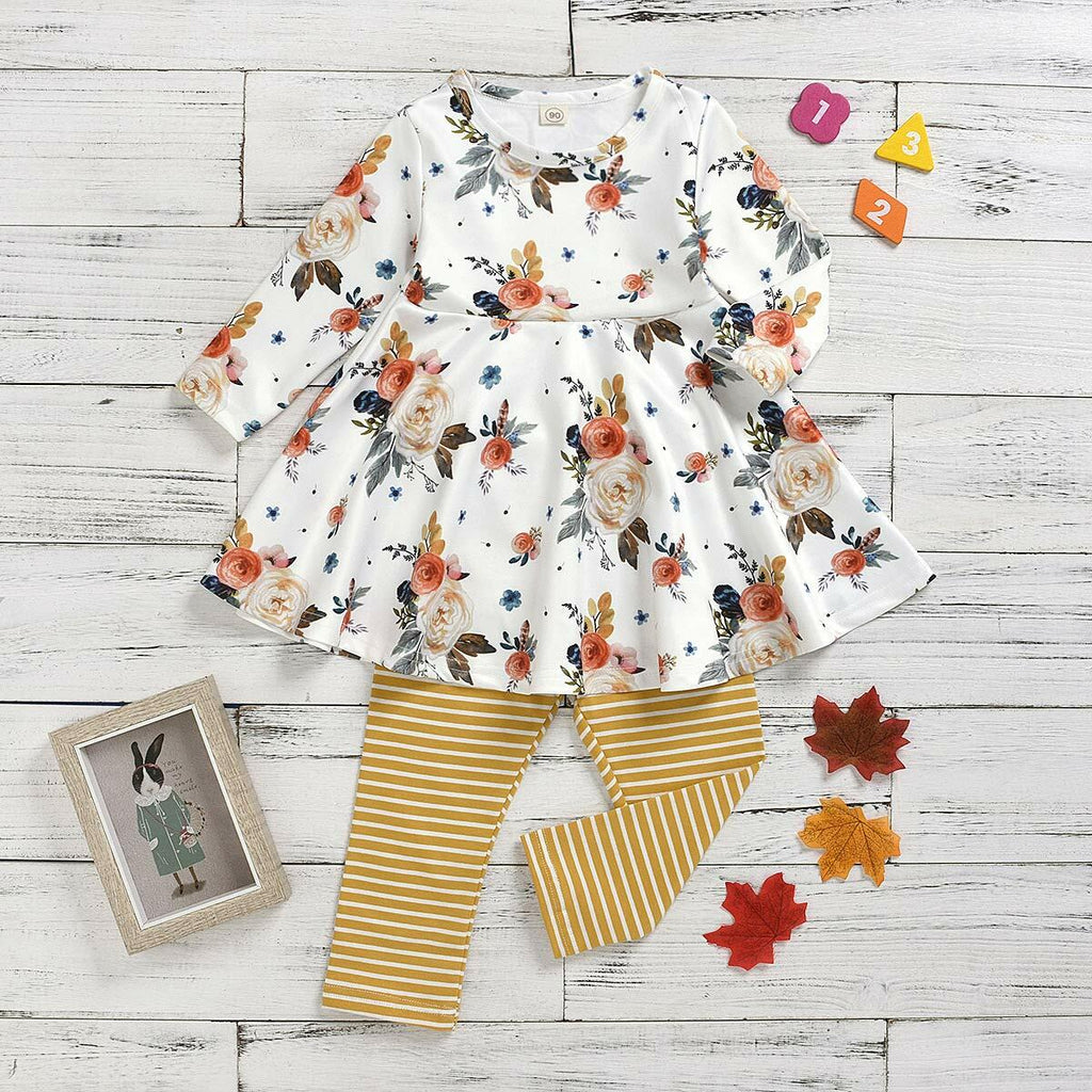 Aimaopao Toddler Girls Red Floral Tunic Top & Pants Set Size 6T
