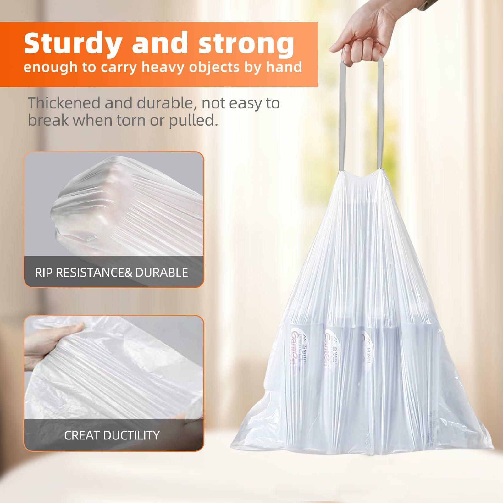 4 Gal Drawstring Trash Bags 57 Count White Small Garbage Can Liners