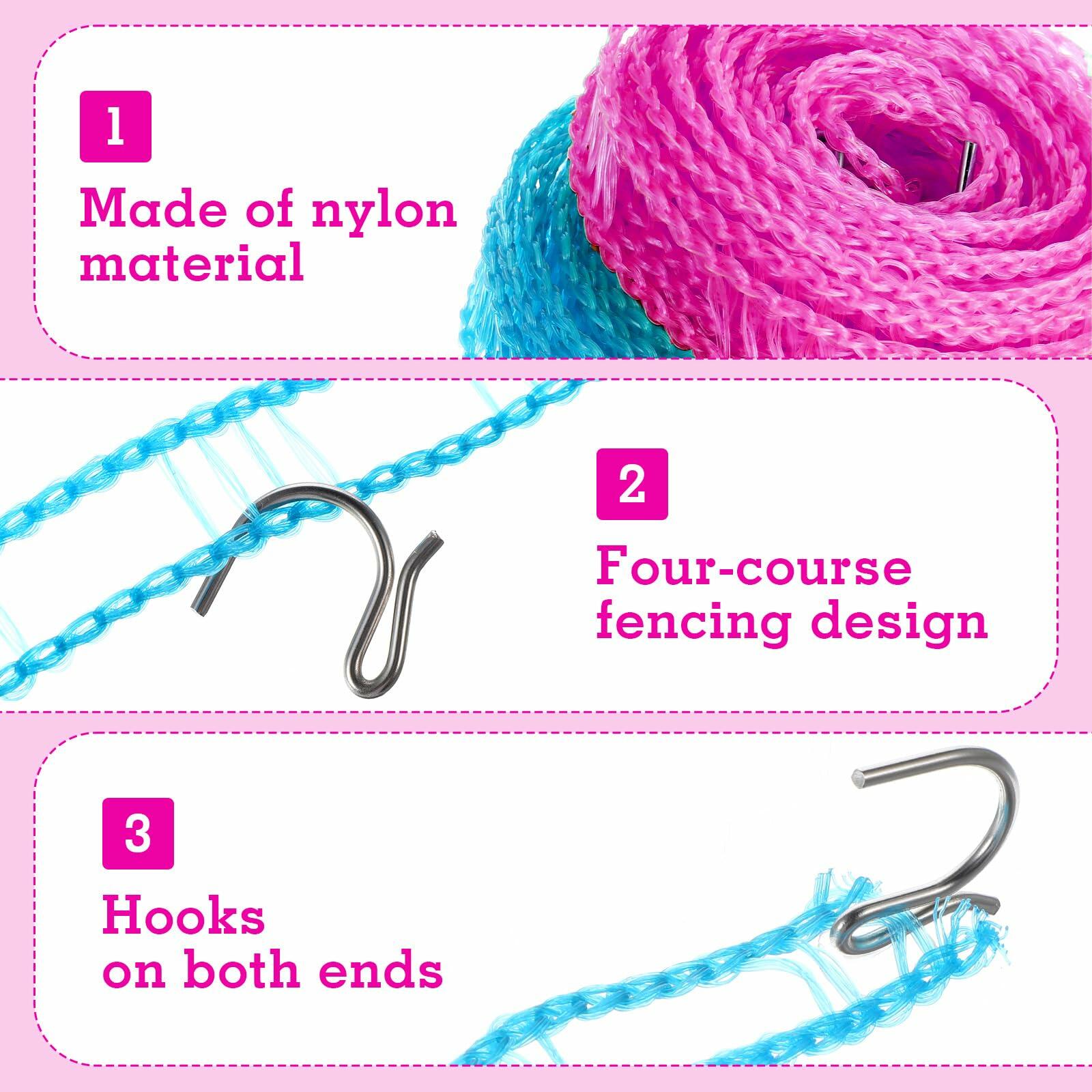 Giantree 2 Pack Retractable Windproof Clothesline Pink + Blue for Outdoor
