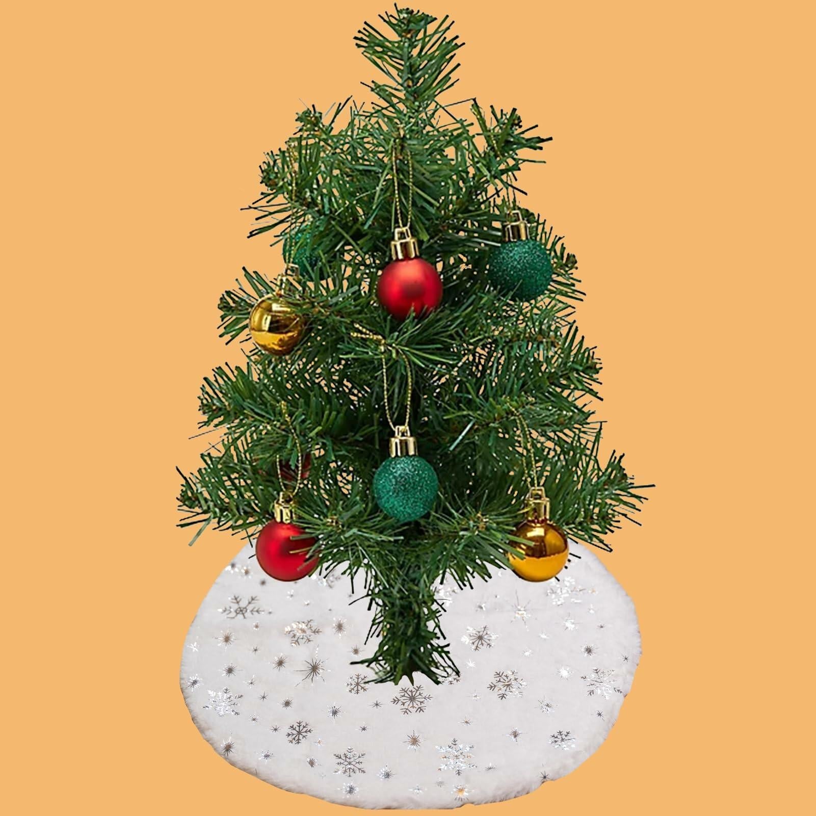 4-Pack Mini Christmas Tree Skirts 15" White Xmas Holiday Decor