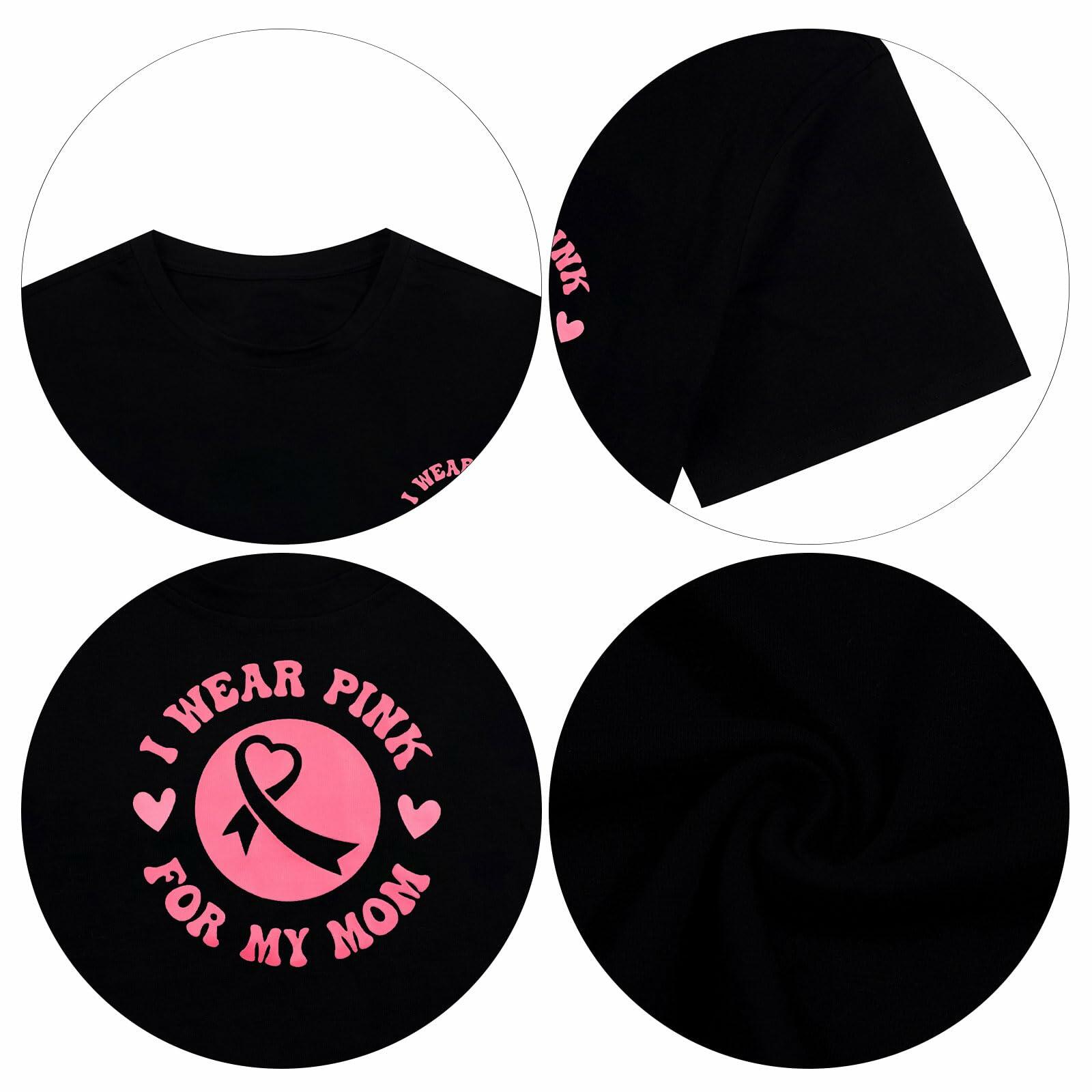 FASHGL Pink Ribbon Breast Cancer Awareness T-Shirt Women Pink Tee - Size S