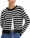 KIRUNDO Womens Black Striped Button Down Cardigan Sweater Size XL