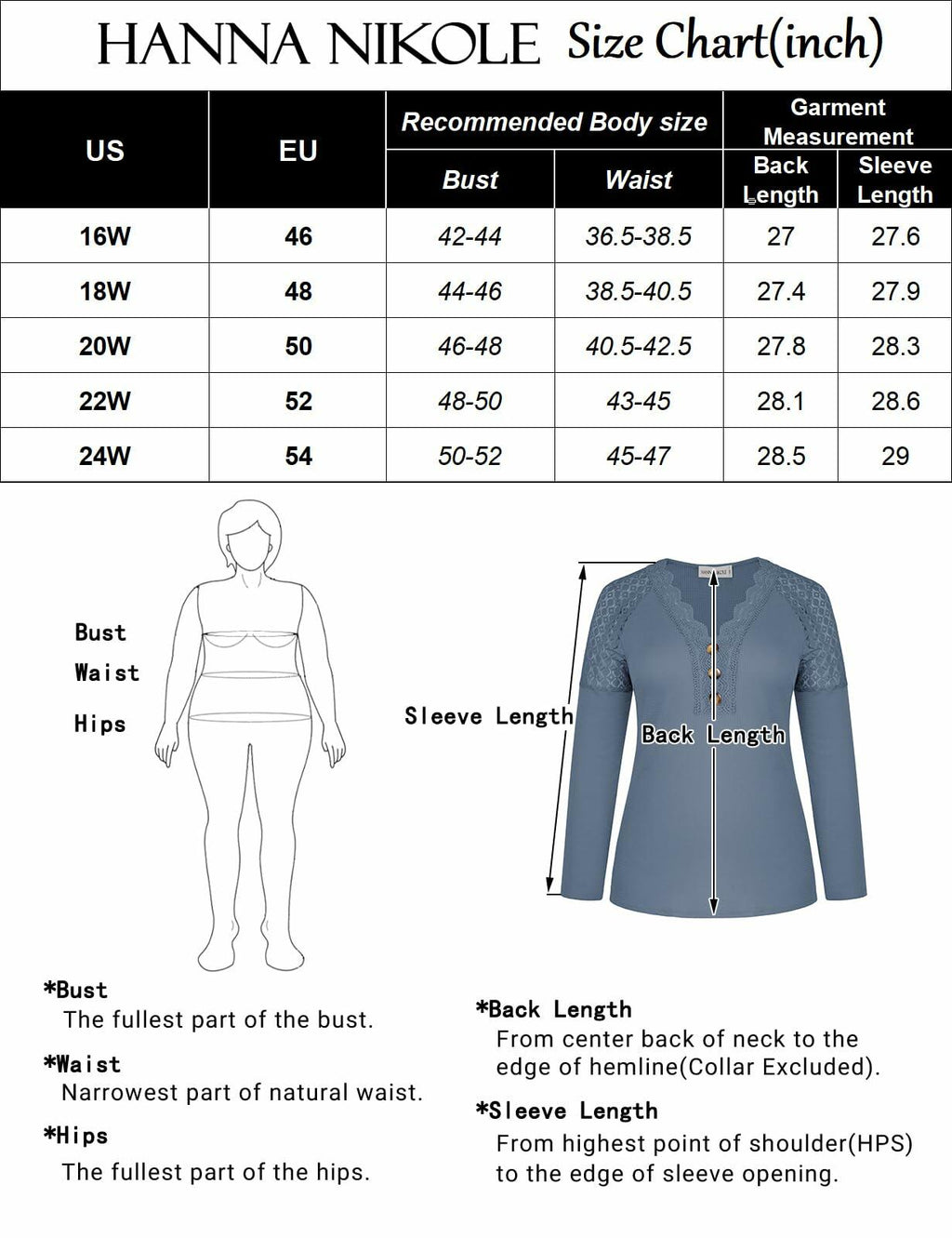 Hanna Nikole Women's Long Sleeve Shirt Trendy Grey Blue Size 20 Plus