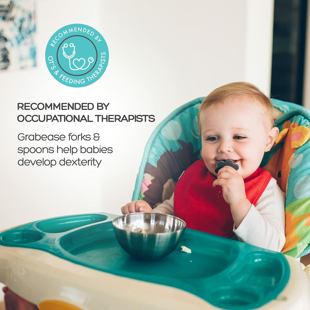 Grabease Baby Spoons & Toddler Utensils - BPA-Free & Phthalate-Free - Green