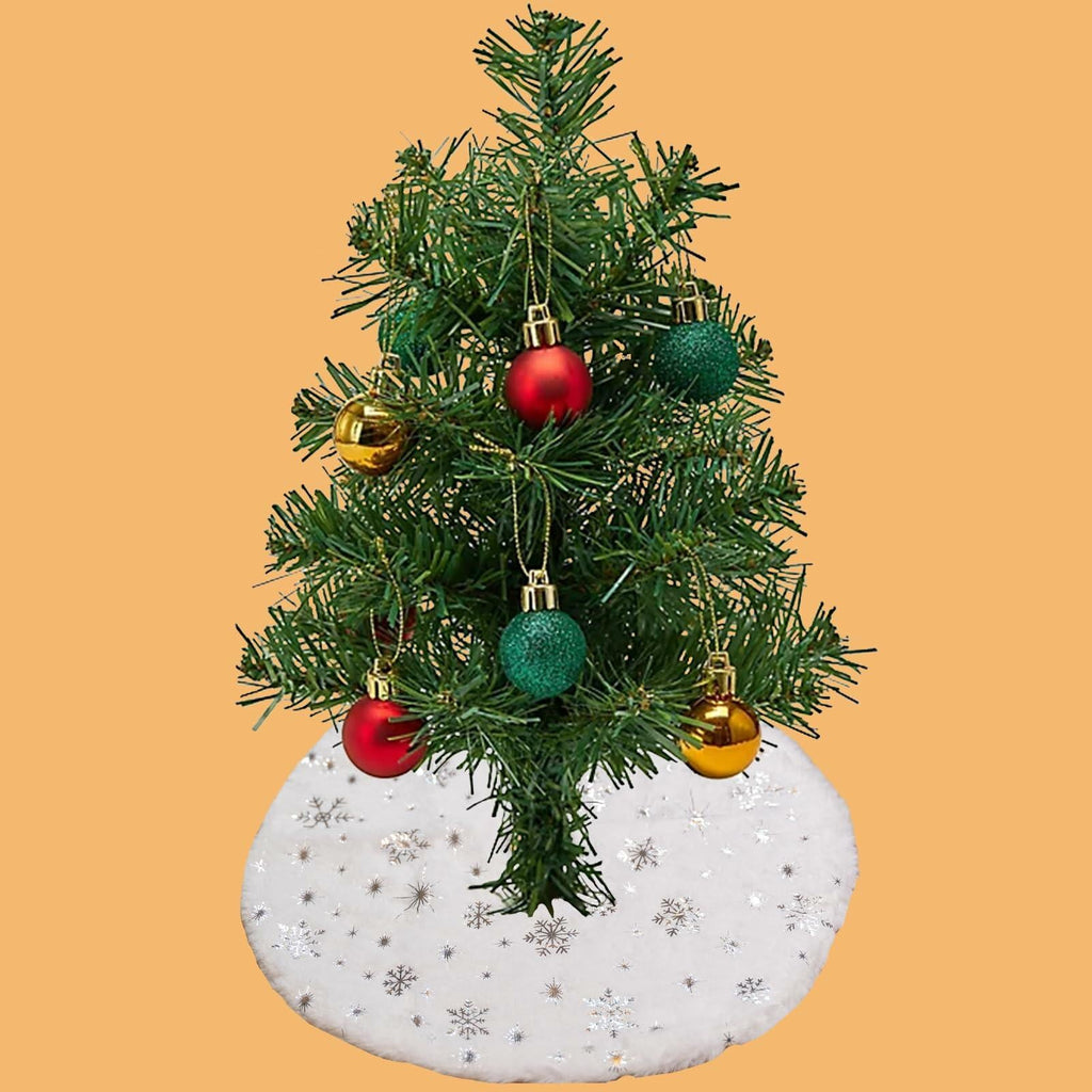 4pcs 15" Christmas Tree Skirt Set Mini Holiday Decoration