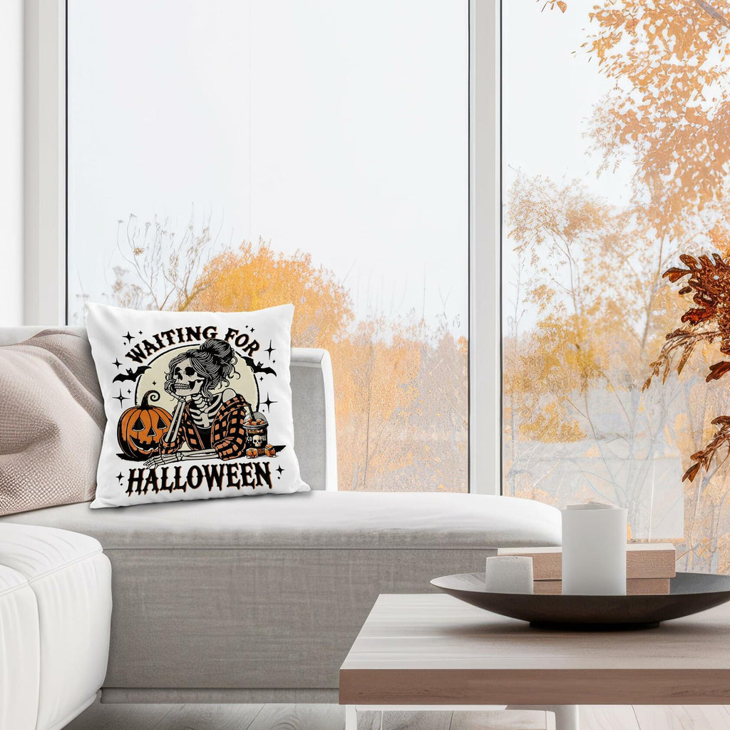Nogrit Halloween Pillow Cover 18x18 Gothic Plaid Skeleton Pumpkin Black