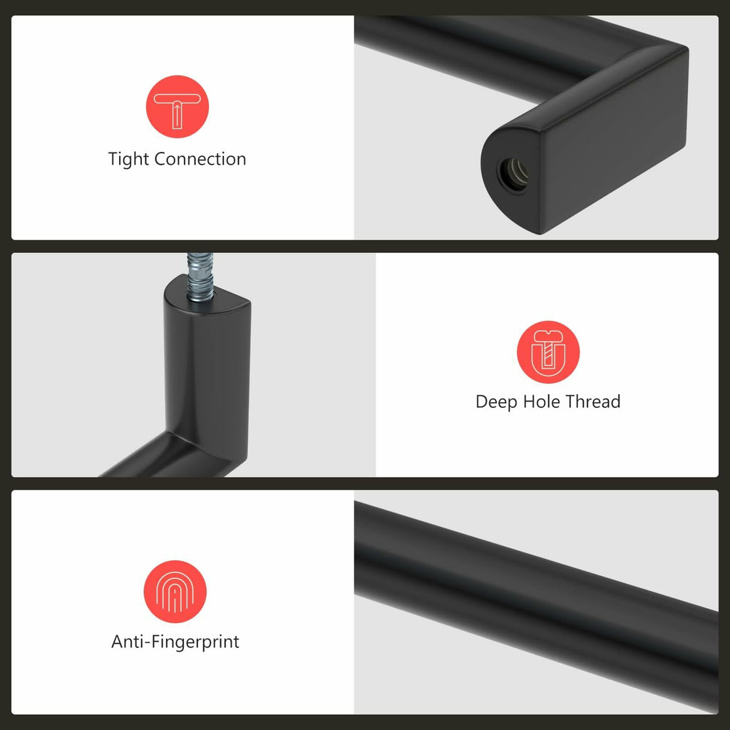 homdiy Cabinet Handles Matte Black 3.75in 96mm Hole Centers 10Pack