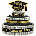 3 Tier Black Gold Graduation Cap Cake Party Decor Gifts Class of 2025