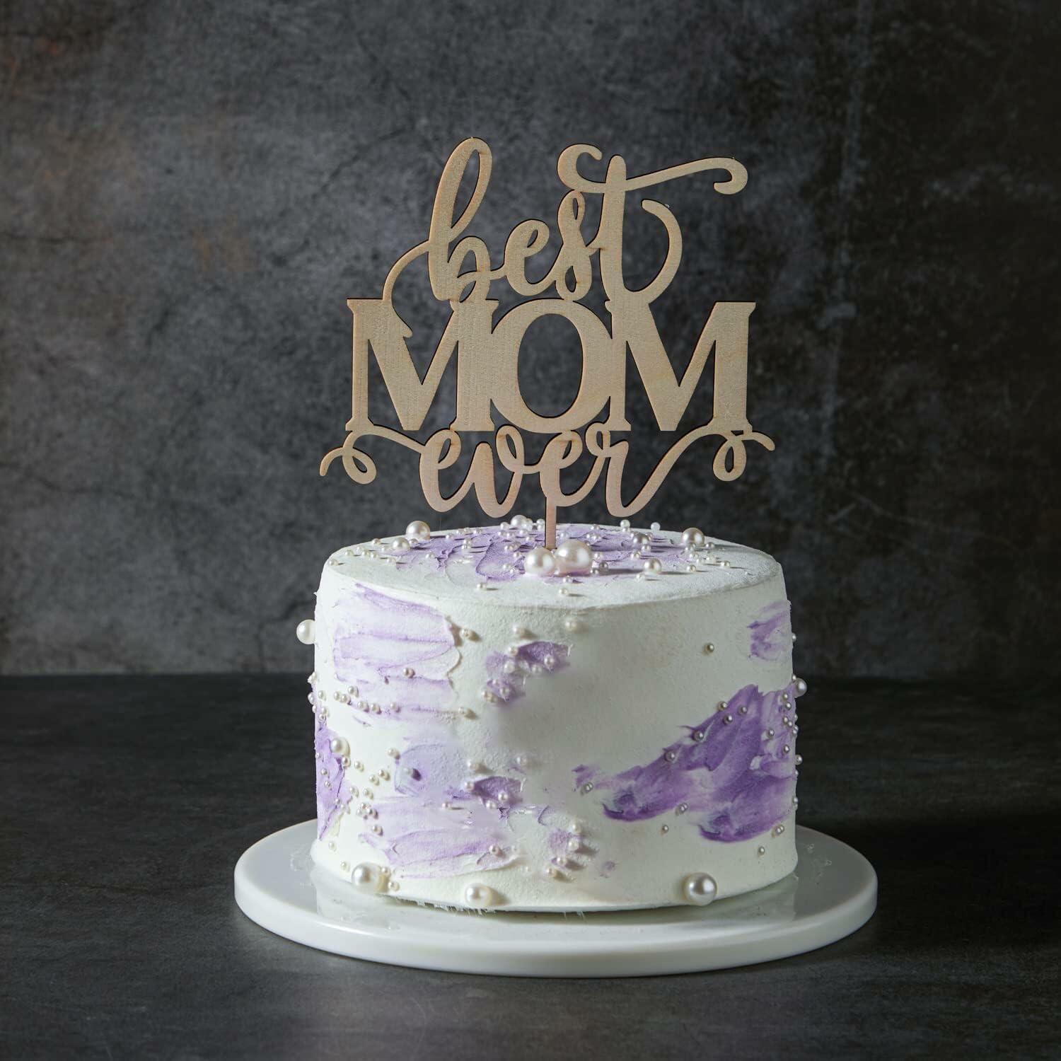 Wlropted Happy Mother's Day Wooden Cake Topper Best Mom Party Decor