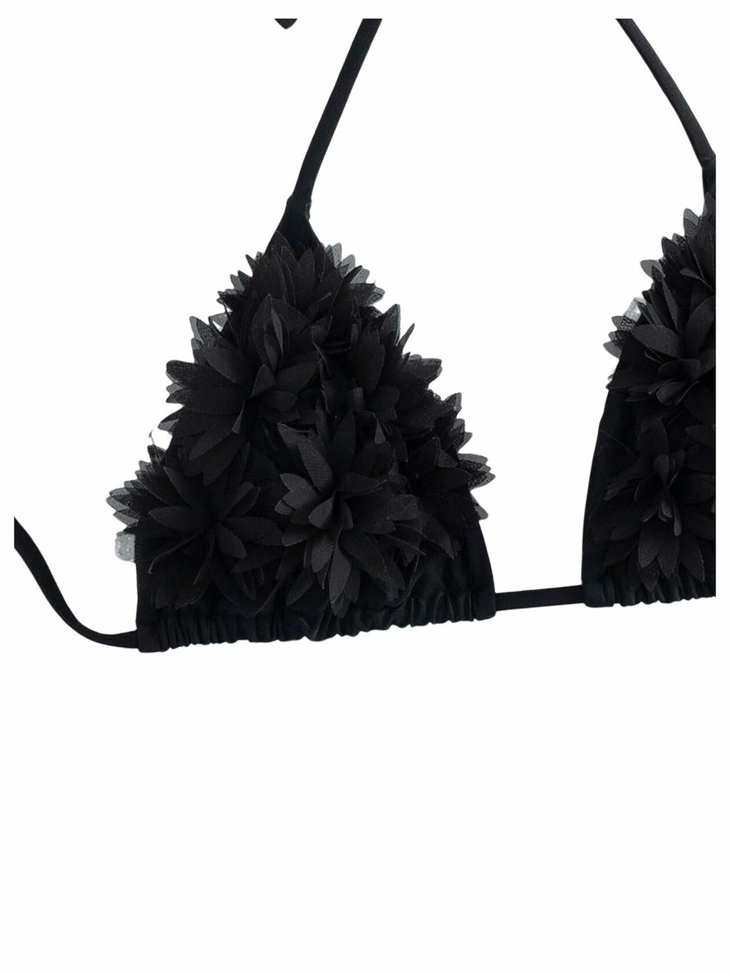 OYOANGLE Women's 3-Piece Halter Triangle Bikini Swimsuit Mesh Skirt Black M