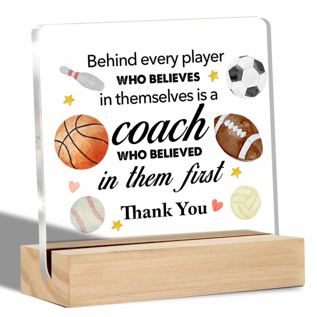 Thank You Coach Gifts Clear Acrylic Desk Sign with Stand Office Decor