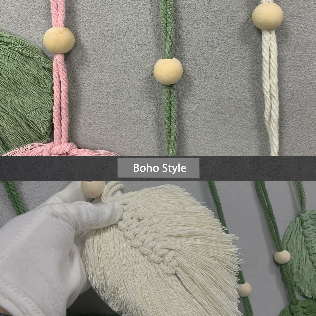 Nature-Inspired Macrame Leaf Wall Hanging Boho Green Tapestry 47.2x30"