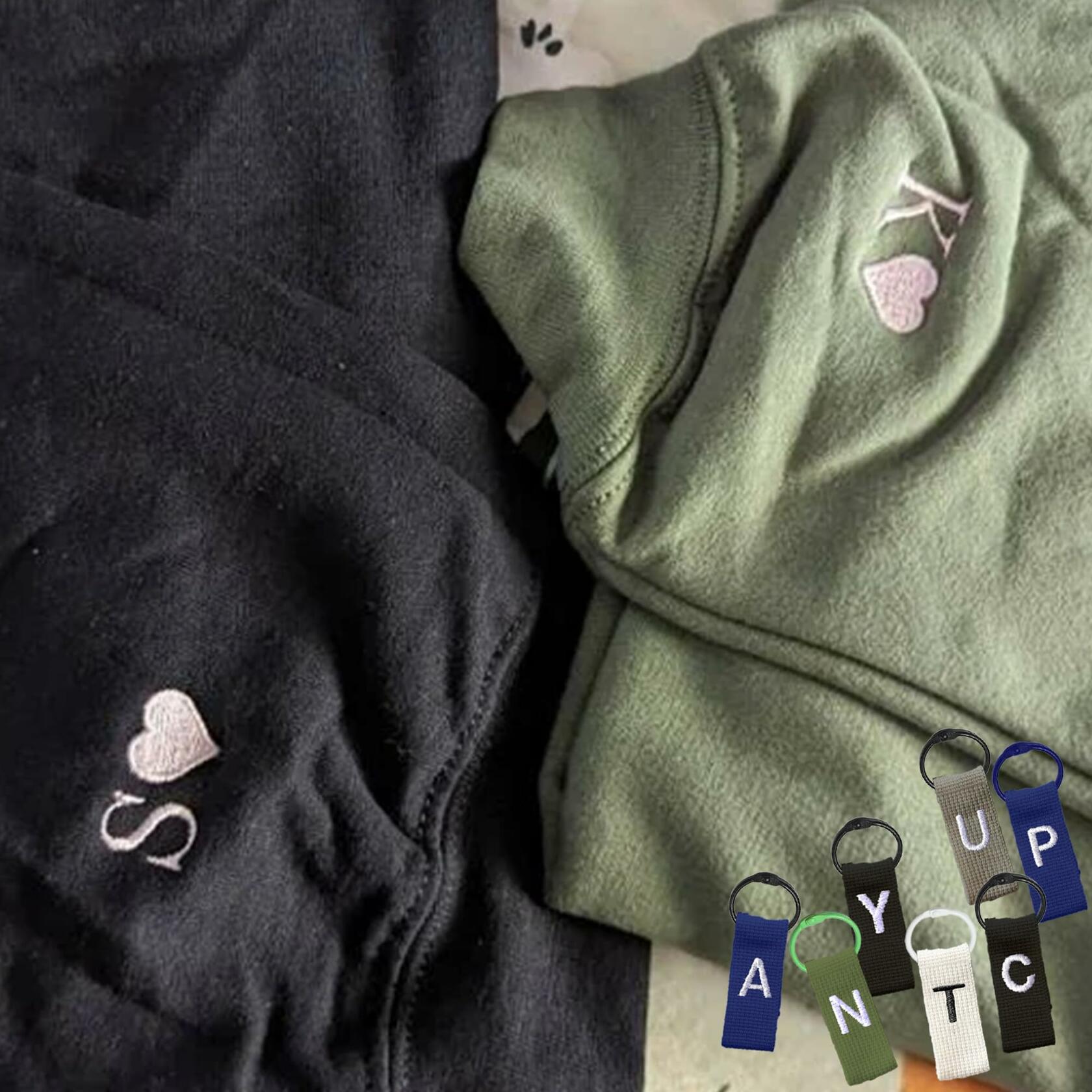 GODMERCH Embroidered Heart Sweatshirt Personalized Initial Sand Size M