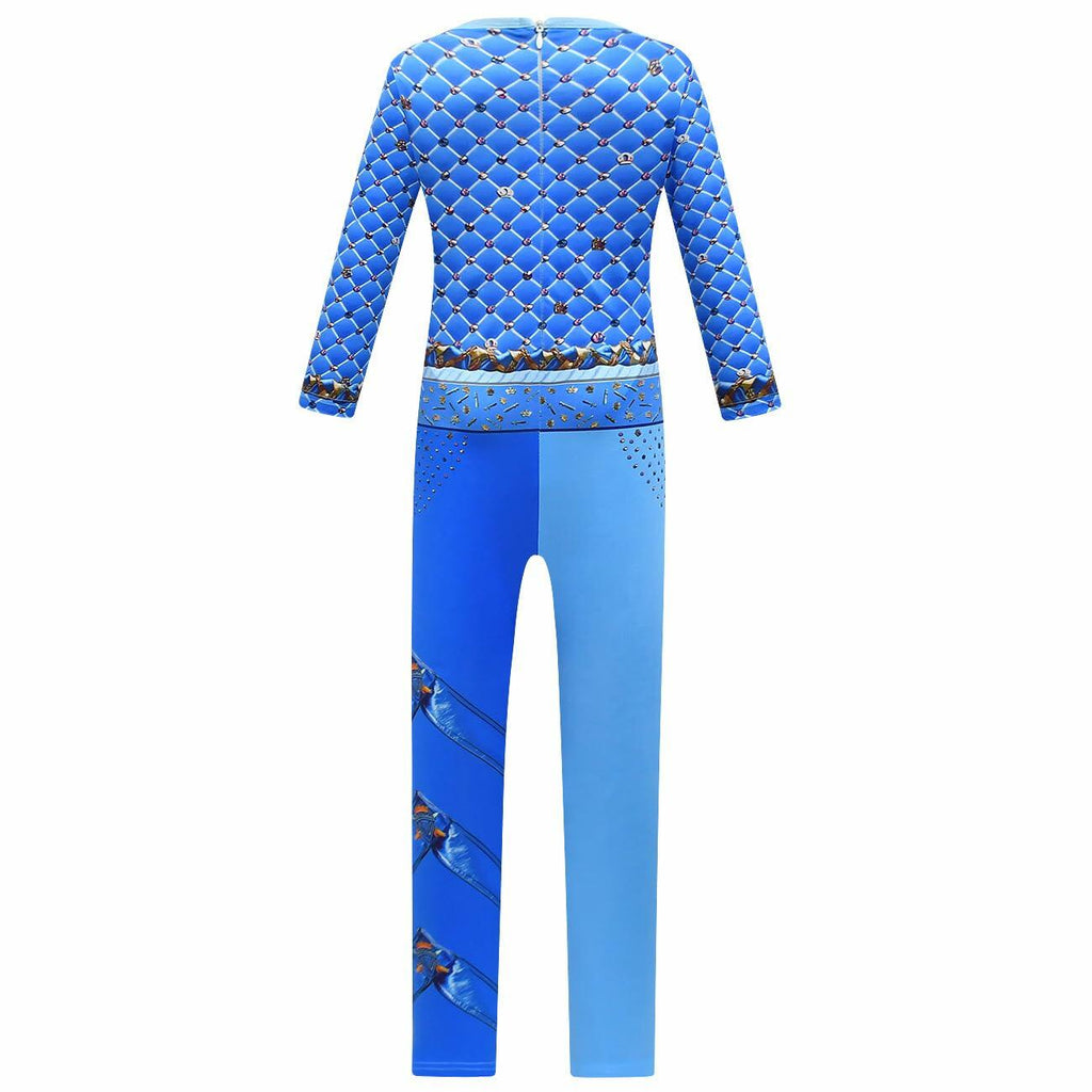 laughZuaia Girl Jumpsuit Princess Bodysuit with Glove Blue Size 5-6