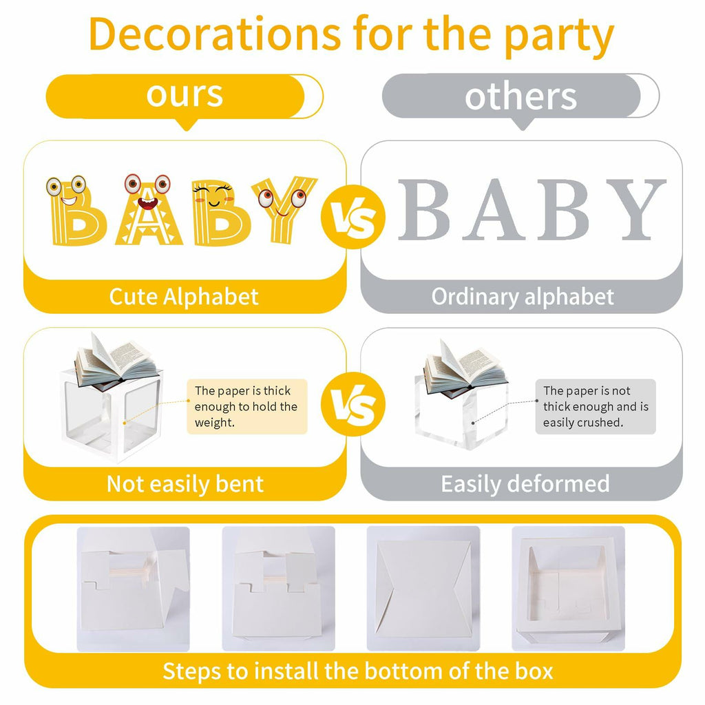 Onteftshop Baby Boxes with Letters 4 Clear White Blocks Baby Shower