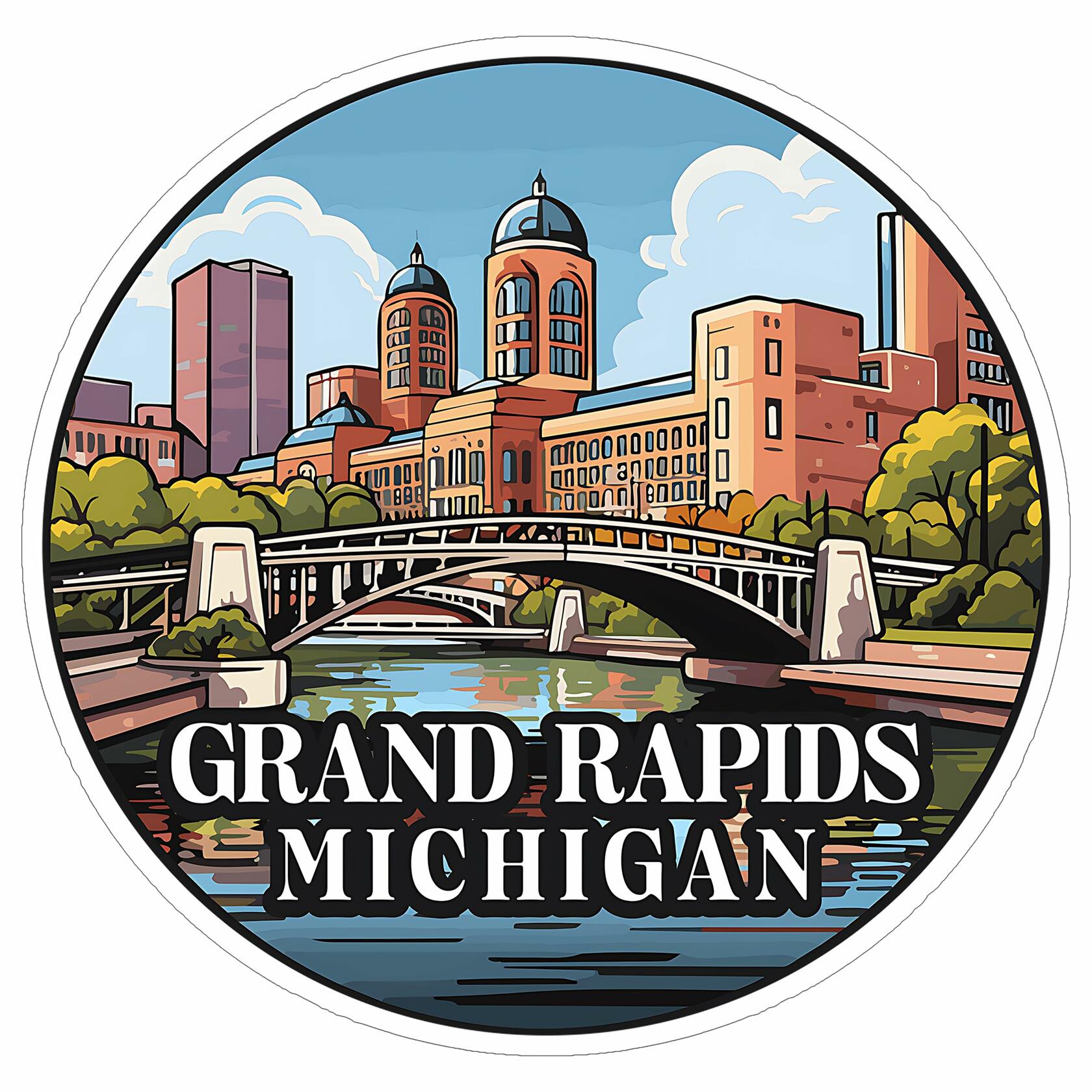Grand Rapids Michigan 4in Waterproof Vinyl Sticker Decal Durable Aesthetic