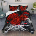 AILONEN 3D Oil Painting Red Rose Comforter Set Twin Size 3 Pieces