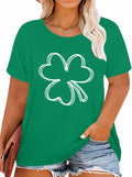 Plus Size St. Patrick's Day Lucky Shamrock Tee Shirt Women Green Size 2XL