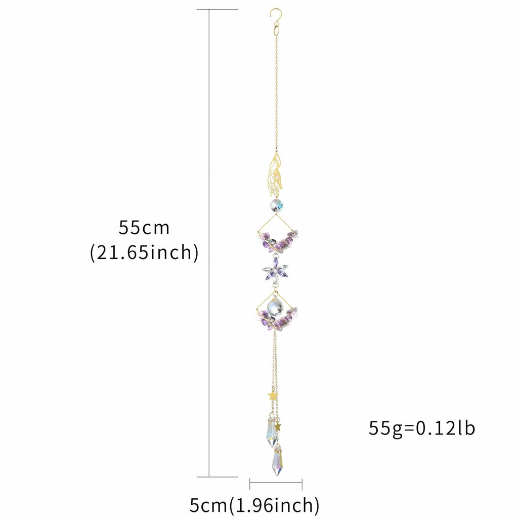 Venusorn Natural Crystal Flower Chains Purple - Window Décor Sun Catchers