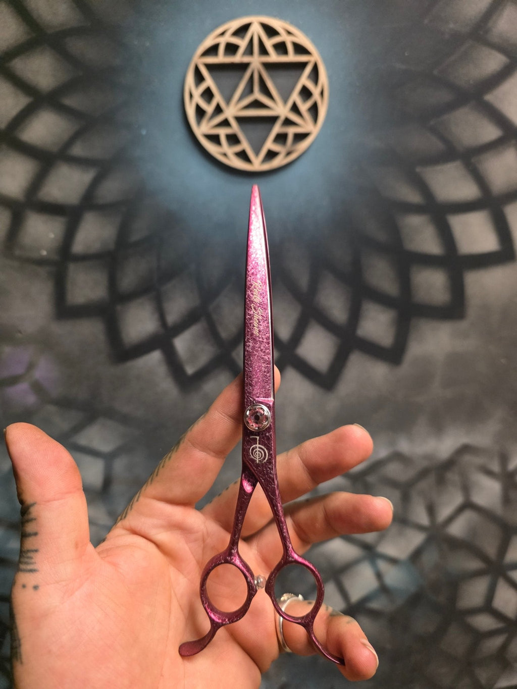 Reiki Shears - Pink Unicorn Reversed Curved Chunker