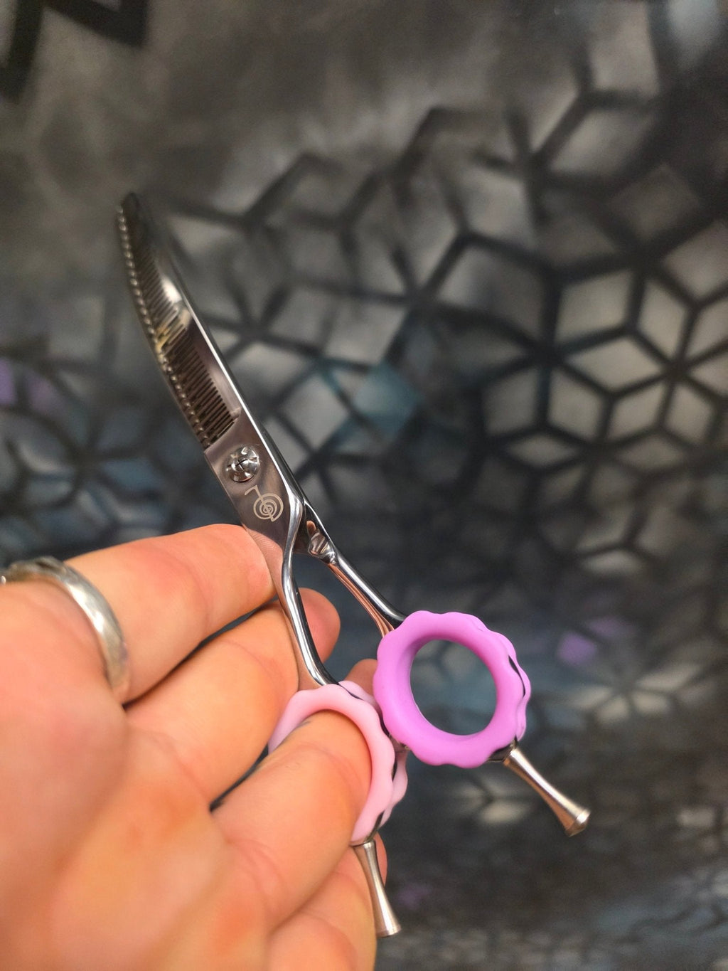 Reiki Shears - Left-Handed Curved Chunker - Southpaw Signature by Cat The Dog Groomer