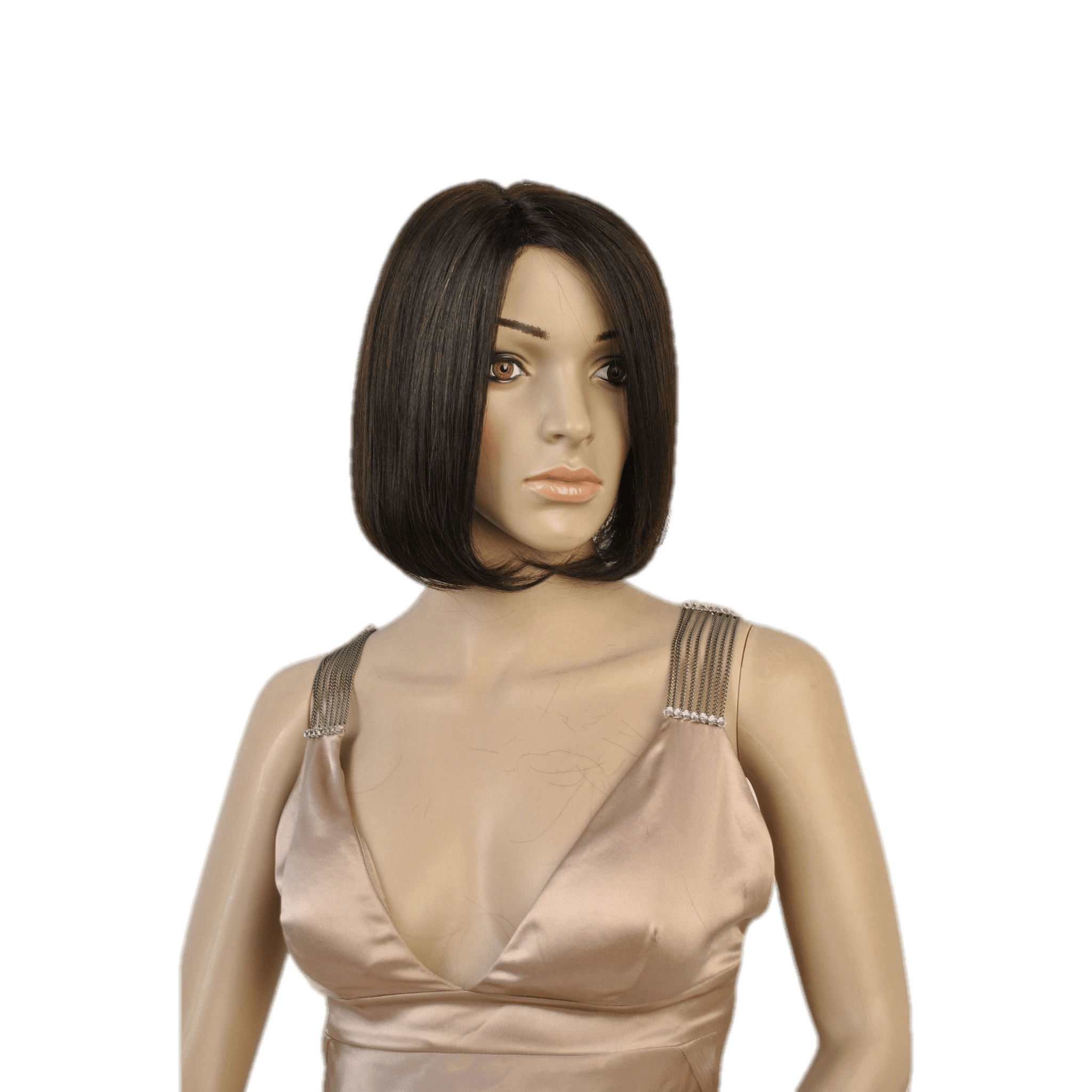 VIP Extensions Dark Brown Straight Bob Virgin Human Hair Full Lace Wig, Majestic Style