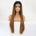 VIP Extensions Off Black to Light Auburn Straight Synthetic Lace Front Wig, Style 24