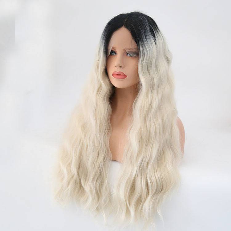 VIP Extensions Off Black to Platinum Blonde Wavy Synthetic Lace Front Wig, 24", Color T1B/0809 (42)