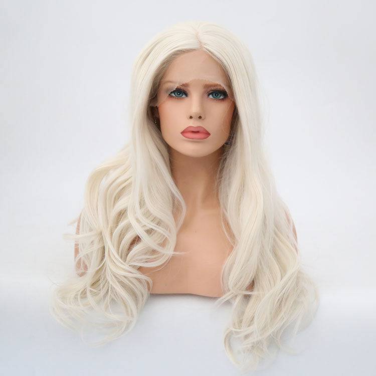 VIP Extensions Platinum White Body Wave Synthetic Lace Front Wig, 24", Color 60 (67)