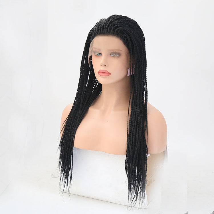 VIP Extensions Off Black Braided Synthetic Lace Front Wig, 24", Color 1B