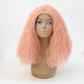 VIP Extensions Peach Pink Water Wave Bob Synthetic Lace Front Wig, 16", Color 1532